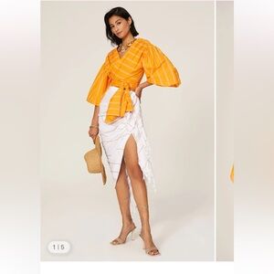 ACLER Wyatt Wrap Blouse Cotton Orange Size US 2